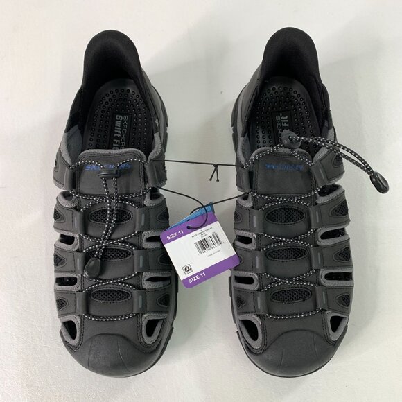 Skechers Men's Swift Fit Hands-Free Black Slip-On Water Sandals Black Size 11 - Picture 2 of 6